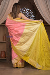 Kashi ~ Handloom Banarasi High Quality Pure Silk Saree in Peach and Yellow (Silk Mark Certified)