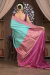 Kashi ~ Handloom Banarasi High Quality Pure Silk Saree in Sky Blue and Pink (Silk Mark Certified)