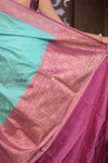 Kashi ~ Handloom Banarasi High Quality Pure Silk Saree in Sky Blue and Pink (Silk Mark Certified)