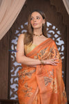 Bengal Gatha ~ Handloom Tussar Kota Silk Saree with Digital Print in Orange