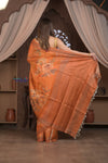 Bengal Gatha ~ Handloom Tussar Kota Silk Saree with Digital Print in Orange