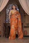 Bengal Gatha ~ Handloom Tussar Kota Silk Saree with Digital Print in Orange
