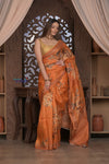 Bengal Gatha ~ Handloom Tussar Kota Silk Saree with Digital Print in Orange