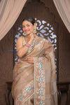 Bengal Gatha ~ Handloom Kora Silk Saree with Hand Embroidery in Off White