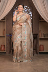 Bengal Gatha ~ Handloom Kora Silk Saree with Hand Embroidery in Off White