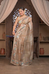 Bengal Gatha ~ Handloom Kora Silk Saree with Hand Embroidery in Off White