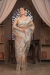 Bengal Gatha ~ Handloom Kora Silk Saree with Hand Embroidery in Off White