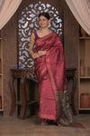 Bengal Gatha ~ Handloom Dupion Silk Saree with Madhubani Digital Print in Mauve Pink