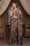Bengal Gatha ~ Handloom Pure Silk Saree with Digital Print in Black