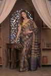 Bengal Gatha ~ Handloom Pure Silk Saree with Digital Print in Black