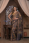 Bengal Gatha ~ Handloom Pure Silk Saree with Digital Print in Black