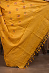 Bengal Gatha ~ Handloom Tussar Silk Saree with Handwoven Kantha Work in Mustard Yellow