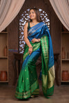Kashi ~ Handloom Banarasi Pure Silk Saree in Blue and Green (Silk Mark Certified)