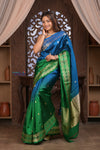 Kashi ~ Handloom Banarasi Pure Silk Saree in Blue and Green (Silk Mark Certified)