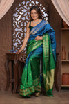Kashi ~ Handloom Banarasi Pure Silk Saree in Blue and Green (Silk Mark Certified)