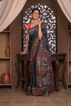 Bengal Gatha ~ Exclusive! Handloom Tussar Silk Saree with Handwoven Intricate Kantha Work in Black
