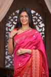 Kashi ~ Handloom Banarasi Pure Silk Saree in Pink and Red (Silk Mark Certified)