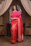 Kashi ~ Handloom Banarasi Pure Silk Saree in Pink and Red (Silk Mark Certified)