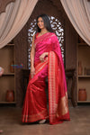 Kashi ~ Handloom Banarasi Pure Silk Saree in Pink and Red (Silk Mark Certified)