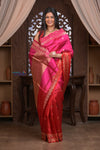 Kashi ~ Handloom Banarasi Pure Silk Saree in Pink and Red (Silk Mark Certified)