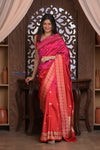 Kashi ~ Handloom Banarasi Pure Silk Saree in Pink and Red (Silk Mark Certified)