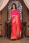 Kashi ~ Handloom Banarasi Pure Silk Saree in Pink and Red (Silk Mark Certified)