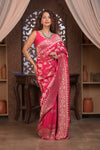 Kashi ~ Handloom Banarasi Khaddi Georgette Silk Jaal Saree in Pink (Silk Mark Certified)