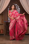 Kashi ~ Handloom Banarasi Khaddi Georgette Silk Jaal Saree in Pink (Silk Mark Certified)
