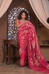 Kashi ~ Handloom Banarasi Khaddi Georgette Silk Jaal Saree in Pink (Silk Mark Certified)