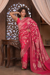Kashi ~ Handloom Banarasi Khaddi Georgette Silk Jaal Saree in Pink (Silk Mark Certified)