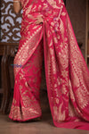 Kashi ~ Handloom Banarasi Khaddi Georgette Silk Jaal Saree in Pink (Silk Mark Certified)