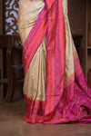 Kashi ~ Premium! Handloom Pure Silk Handloom Kadwa Banarasi Saree with Asawali Pallu in Beige Pink (Silk Mark Certified)