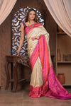 Kashi ~ Premium! Handloom Pure Silk Handloom Kadwa Banarasi Saree with Asawali Pallu in Beige Pink (Silk Mark Certified)