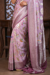 Kashi ~ Handloom Banarasi Pure Chiffon Silk Saree in Lilac (Silk Mark Certified)