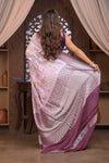 Kashi ~ Handloom Banarasi Pure Chiffon Silk Saree in Lilac (Silk Mark Certified)