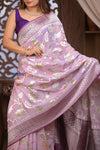 Kashi ~ Handloom Banarasi Pure Chiffon Silk Saree in Lilac (Silk Mark Certified)