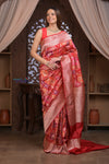 Kashi ~ Premium! Handloom High Quality Pure Silk Handloom Kadwa Banarasi Saree with  Intricate Pallu in Red (Silk Mark Certified)
