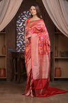 Kashi ~ Premium! Handloom High Quality Pure Silk Handloom Kadwa Banarasi Saree with  Intricate Pallu in Red (Silk Mark Certified)