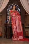 Kashi ~ Premium! Handloom High Quality Pure Silk Handloom Kadwa Banarasi Saree with  Intricate Pallu in Red (Silk Mark Certified)