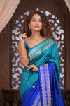 Kashi ~ Handloom Banarasi Pure Silk Saree in Shades of Blue (Silk Mark Certified)