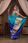 Kashi ~ Handloom Banarasi Pure Silk Saree in Shades of Blue (Silk Mark Certified)