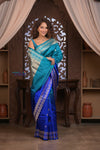 Kashi ~ Handloom Banarasi Pure Silk Saree in Shades of Blue (Silk Mark Certified)