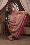 Kashi ~ Handloom Banarasi High Quality Crepe Pure Silk Saree in Black and Mauve (Silk Mark Certified)