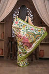 Bengal Gatha ~ Handloom Tussar Silk Saree with Kalamkari Handpainted Art in Off White