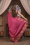 Bengal Gatha ~ Handloom Tussar Silk Saree with Floral Handweave and Cutwork Border in Mauve Pink