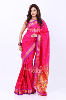  Pure Silk Handloom - Yeola Paithani (Pink and Purple)