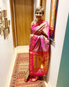 Traditional Authentic Pure Silk Handloom Pink Dual Tone Paithani Weave