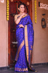 Raaga~ Traditional Handloom Pure Silk Royal Blue Maharani Paithani