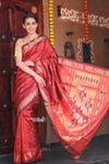 Traditional Handloom Pure Silk Solid Maroon Paithani and Double Pallu