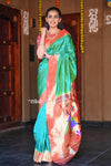 Raaga Exclusive ~ Muniya Border Traditional Handloom Pure Silk Sea Green Paithani with Parrots Pallu